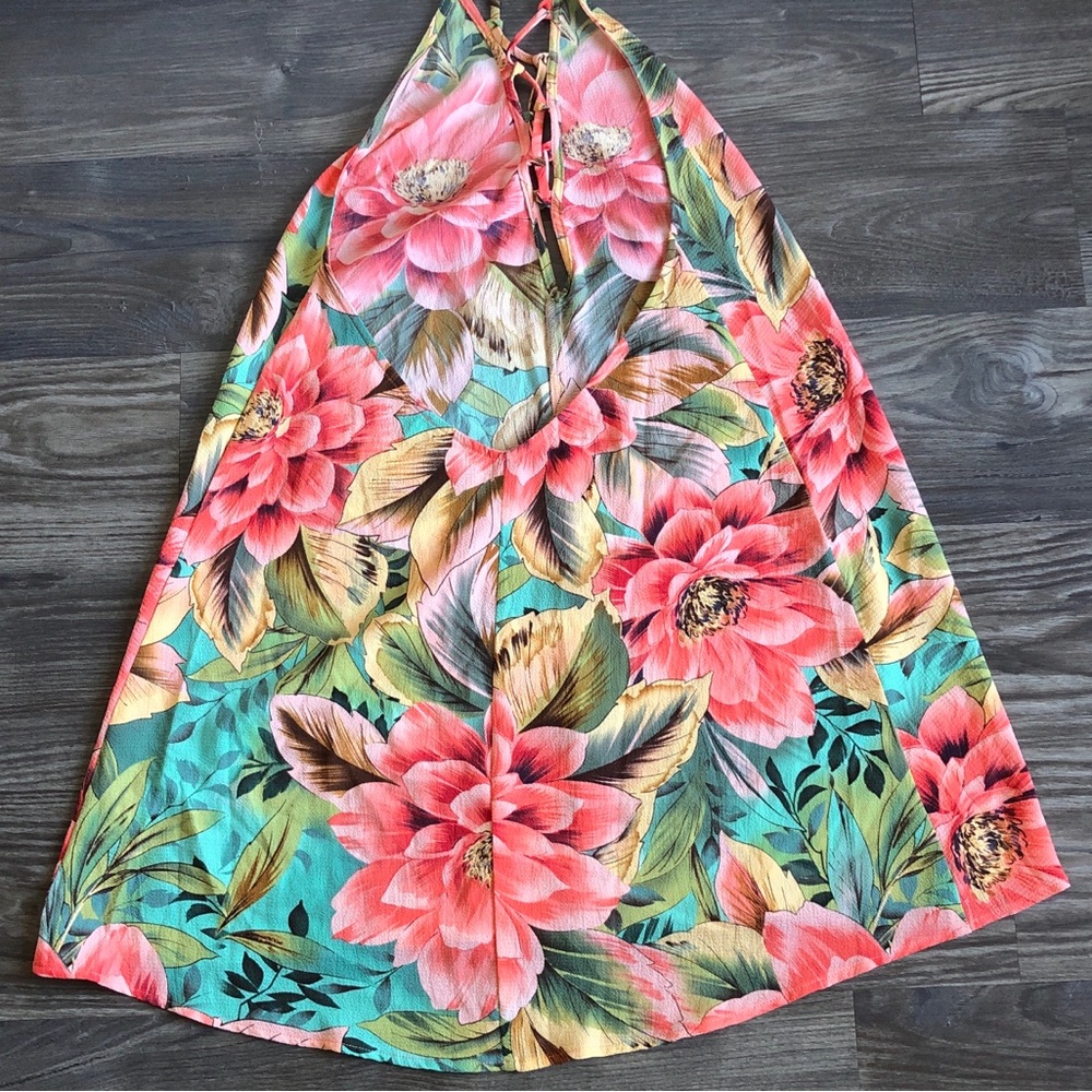 Show Me Your Mumu Lo Lace Up Mini Dress Swim Coverup Beach Tropical Medium - Picture 8 of 13